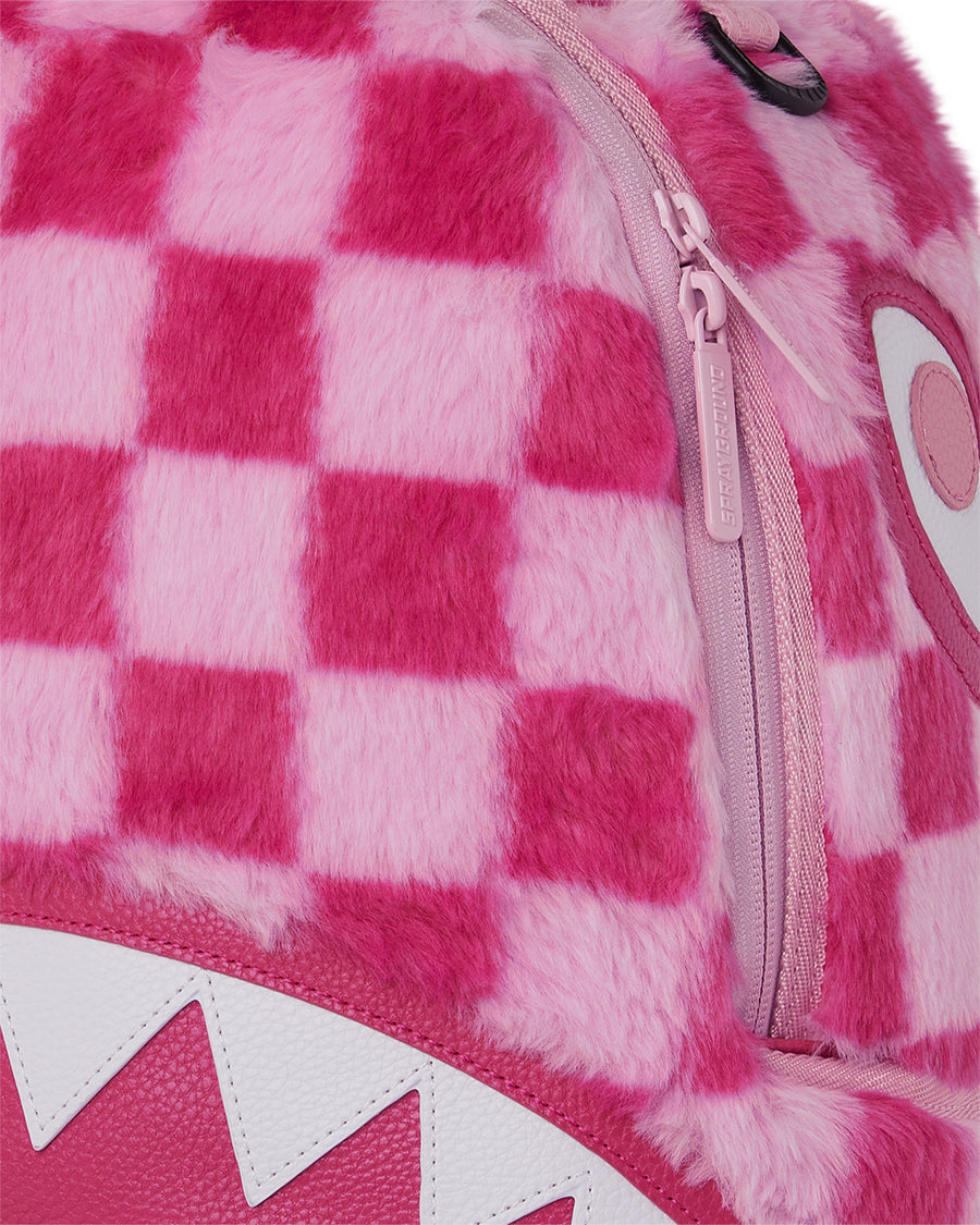 PINK FUR CHECK BACKPACK