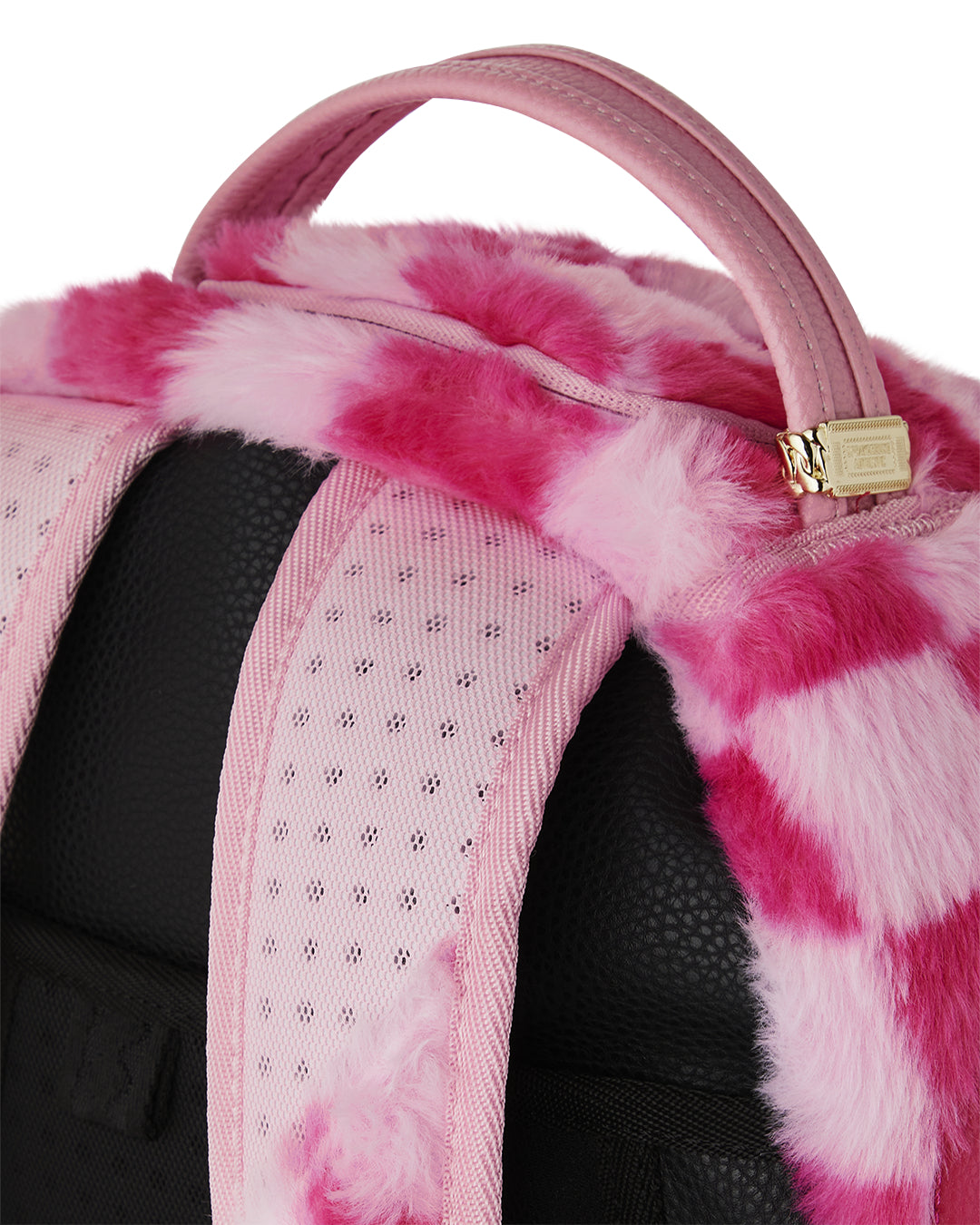 PINK FUR CHECK BACKPACK