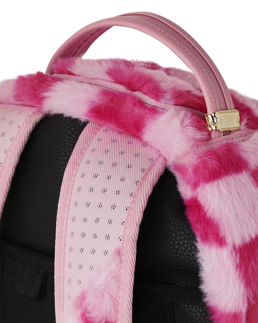 PINK FUR CHECK BACKPACK