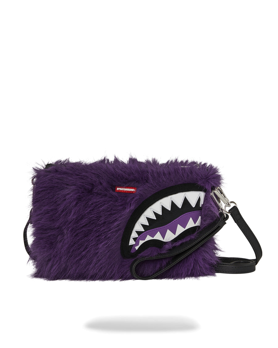FUR CRAY PURP CROSSOVER CLUTCH