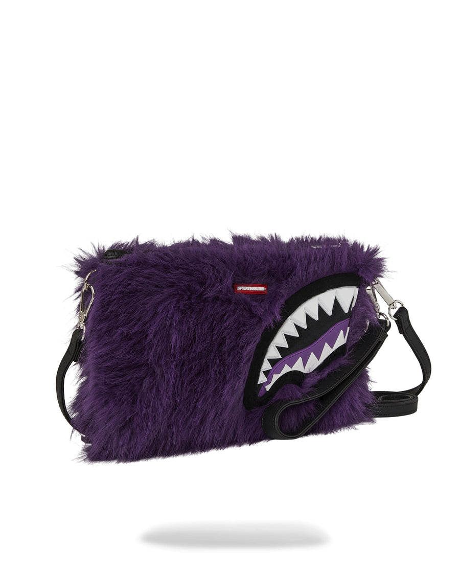 FUR CRAY PURP CROSSOVER CLUTCH