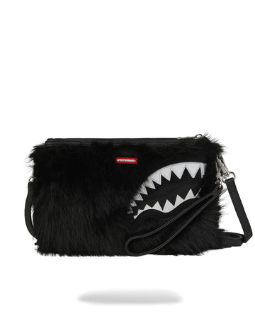 FUR CRAY BLACK CROSSOVER CLUTCH