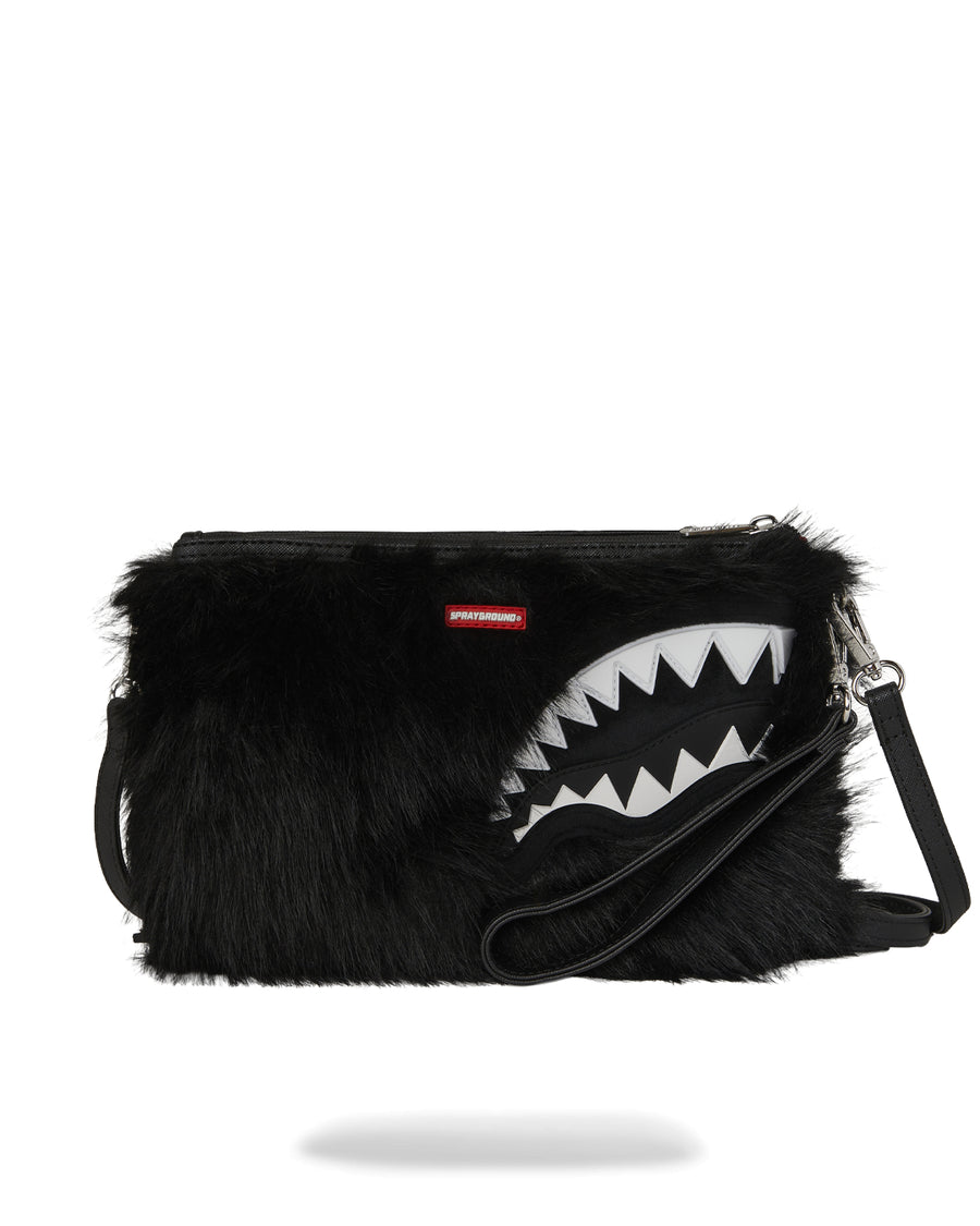 FUR CRAY BLACK CROSSOVER CLUTCH