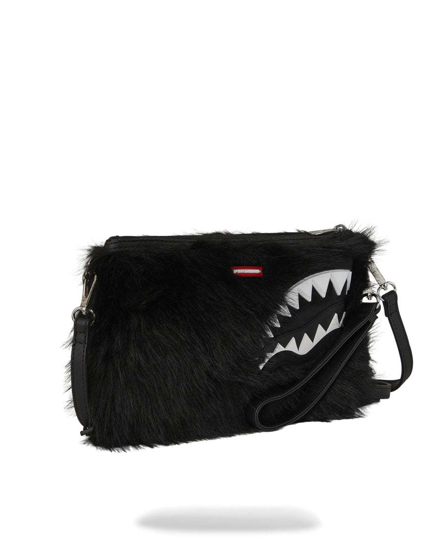 FUR CRAY BLACK CROSSOVER CLUTCH