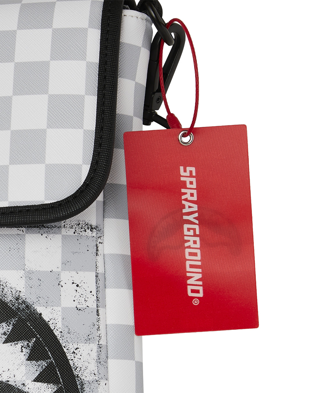 RED STENCIL SHARK MESSENGER BAG