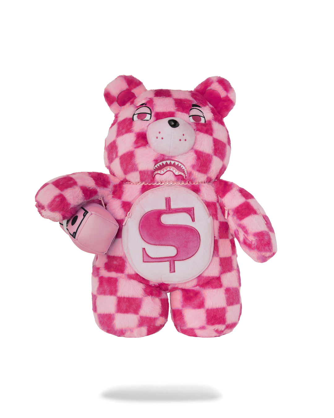PINK FUR CHECK MONEYBEAR BACKPACK