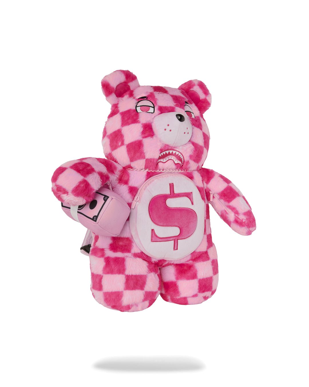 PINK FUR CHECK MONEYBEAR BACKPACK