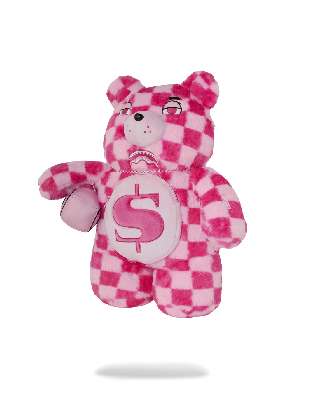 PINK FUR CHECK MONEYBEAR BACKPACK