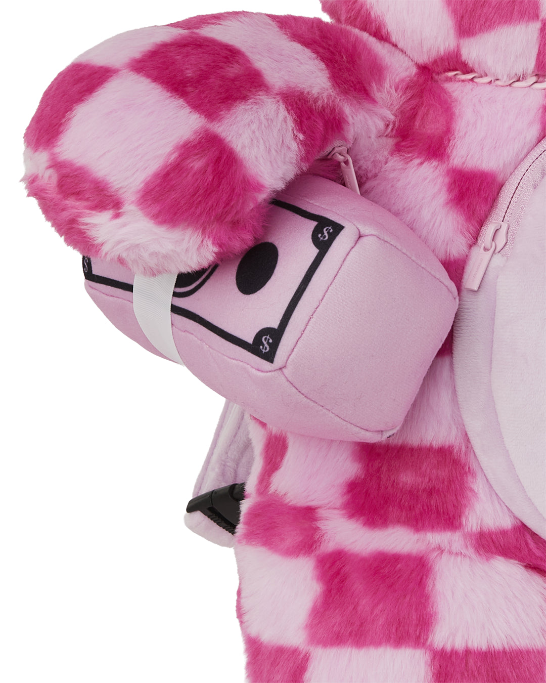 PINK FUR CHECK MONEYBEAR BACKPACK