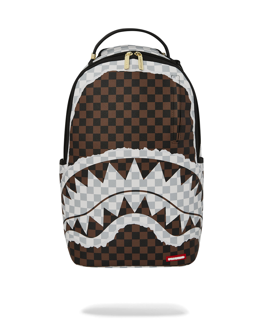CREAM AND BROWN TEAR CHECK BACKPACK