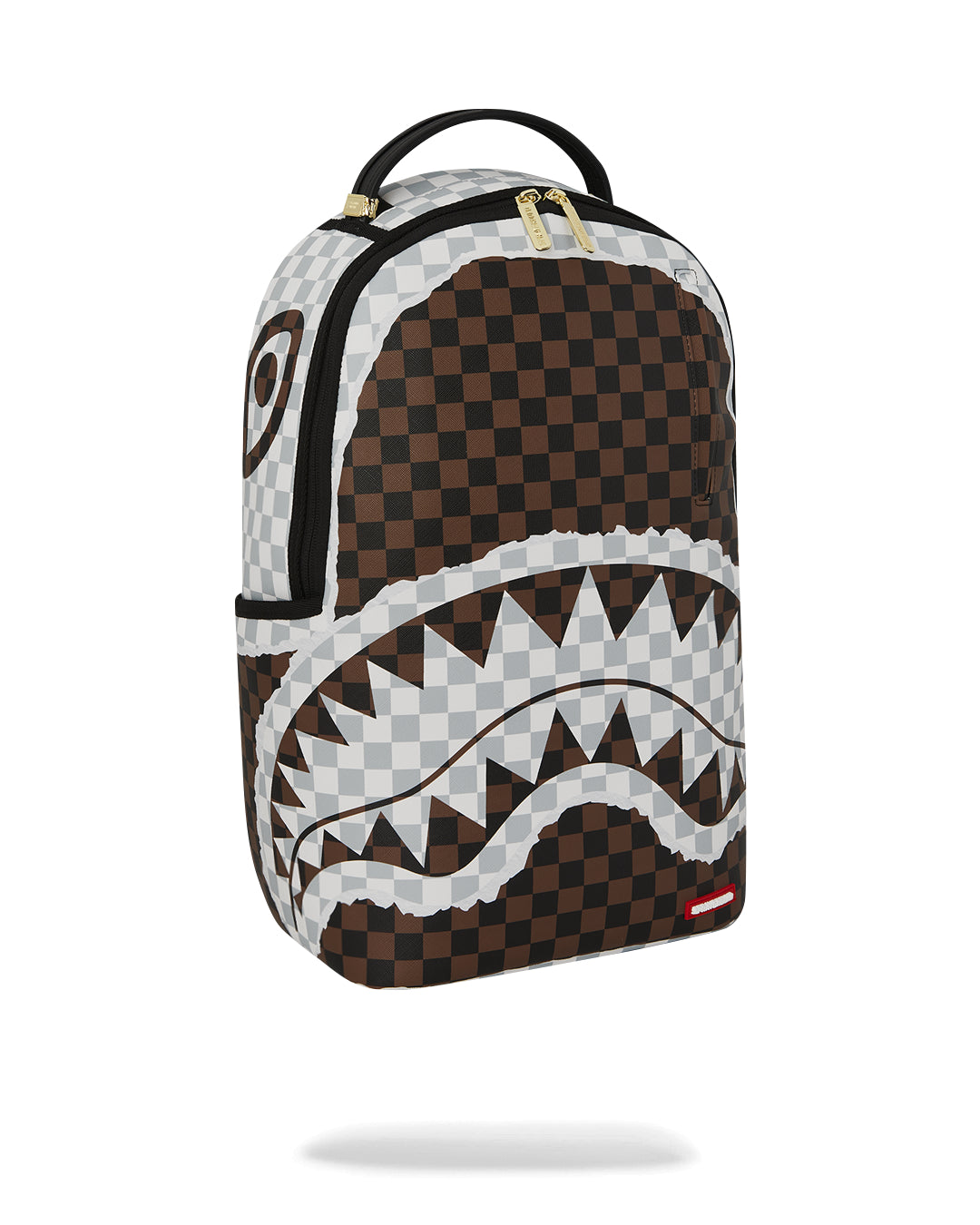 CREAM AND BROWN TEAR CHECK BACKPACK