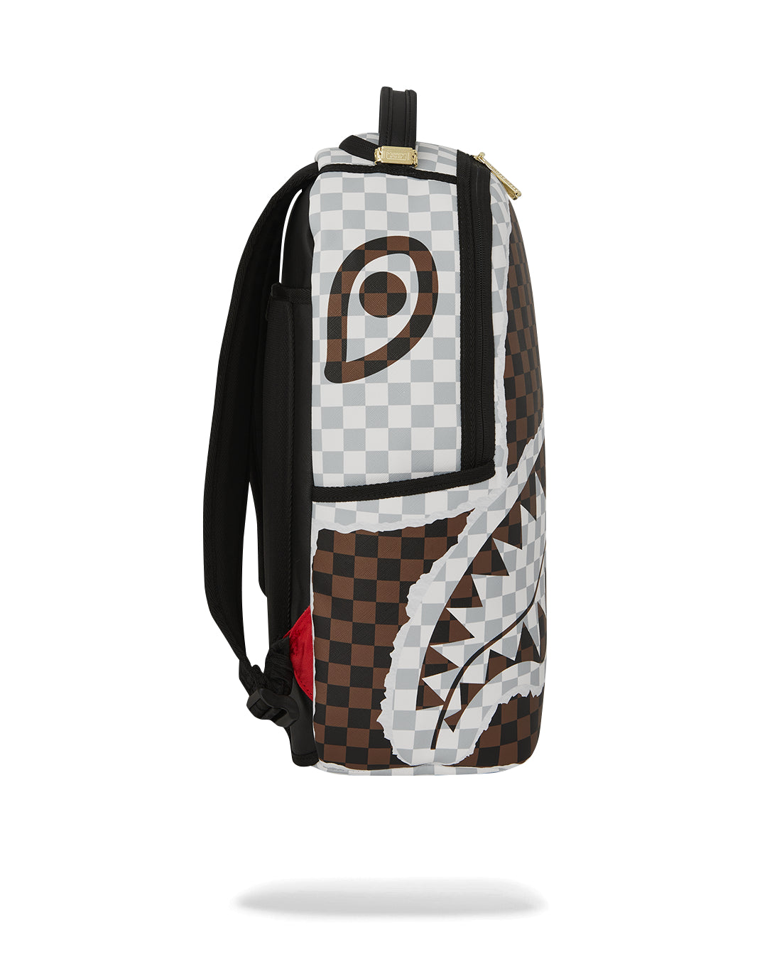 CREAM AND BROWN TEAR CHECK BACKPACK