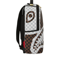 CREAM AND BROWN TEAR CHECK BACKPACK