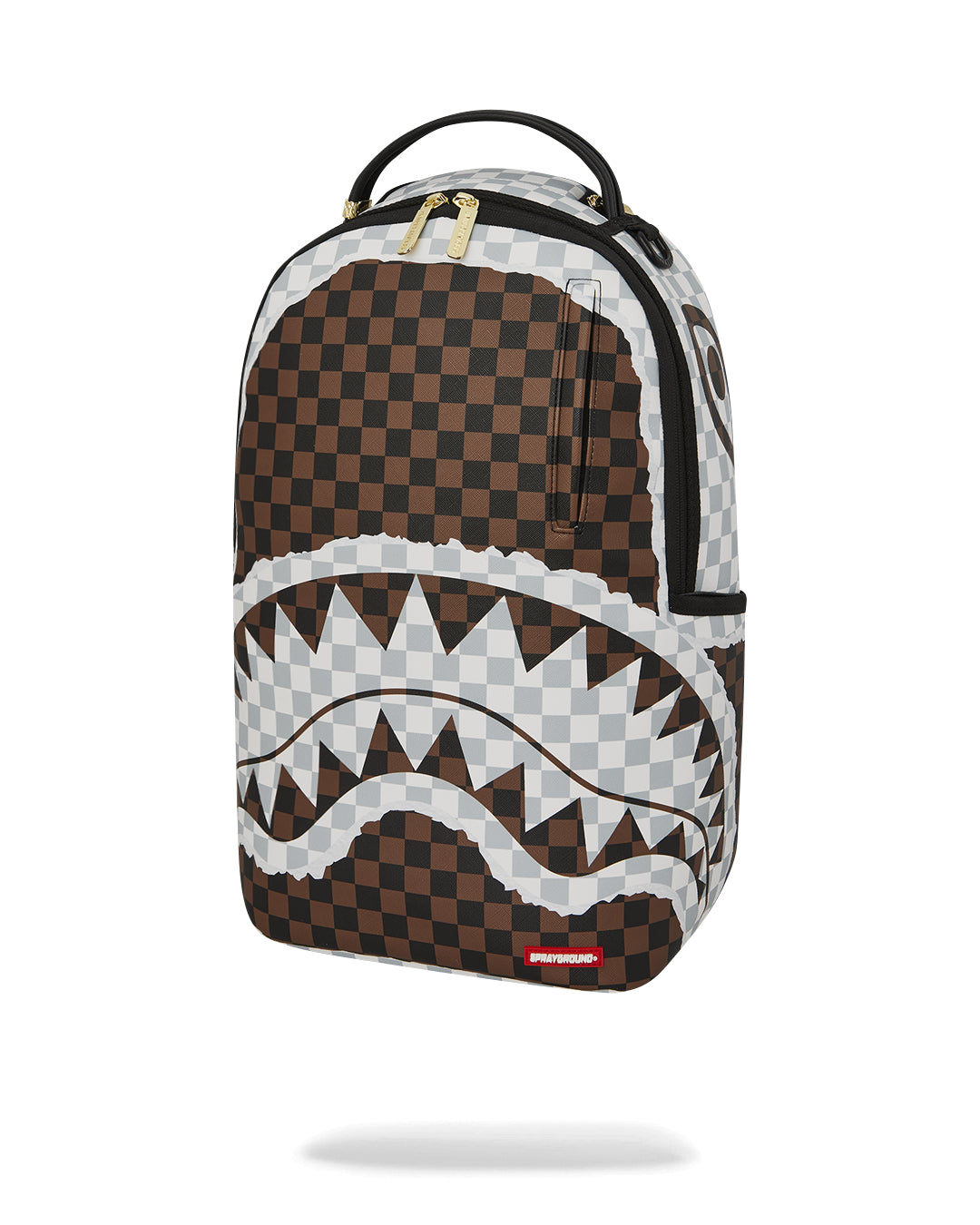 CREAM AND BROWN TEAR CHECK BACKPACK