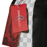 CREAM AND BROWN TEAR CHECK BACKPACK