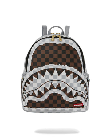 CREAM AND BROWN TEAR CHECK SAVAGE BACKPACK