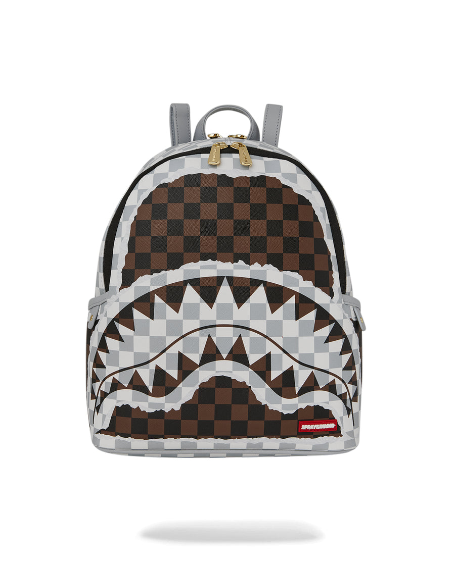 CREAM AND BROWN TEAR CHECK SAVAGE BACKPACK