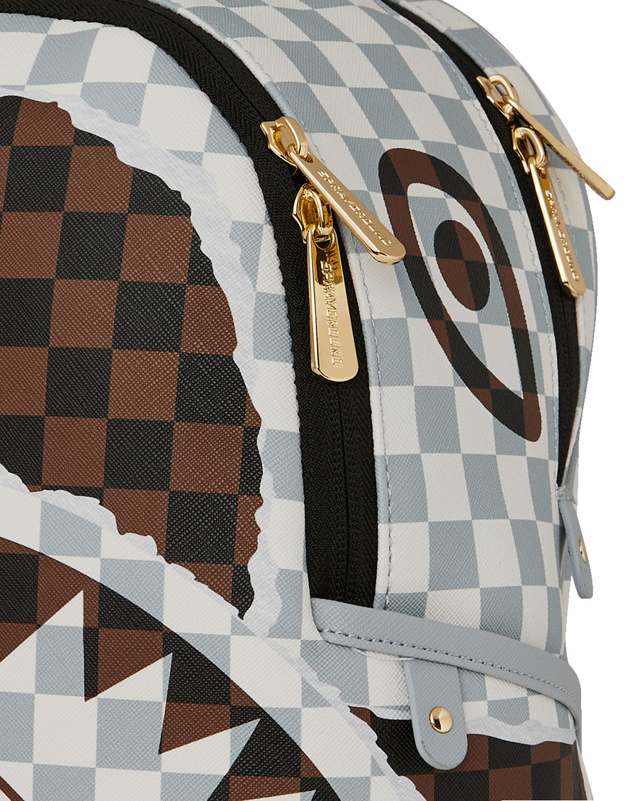 CREAM AND BROWN TEAR CHECK SAVAGE BACKPACK