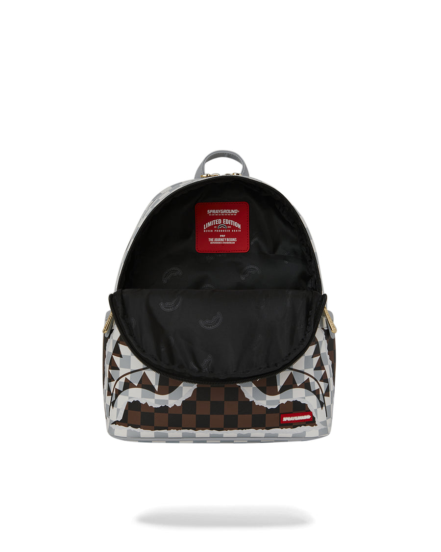CREAM AND BROWN TEAR CHECK SAVAGE BACKPACK