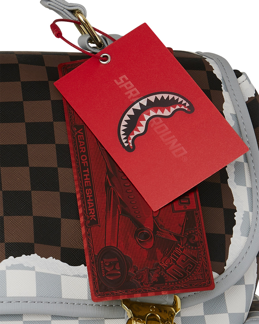 CREAM AND BROWN TEAR CHECK MONTE CARLO BACKPACK