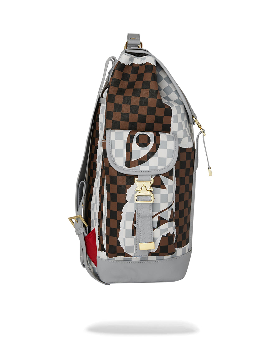 CREAM AND BROWN TEAR CHECK MONTE CARLO BACKPACK
