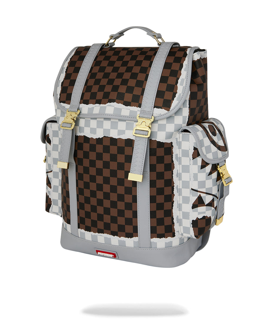CREAM AND BROWN TEAR CHECK MONTE CARLO BACKPACK