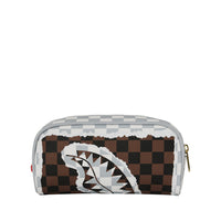 CREAM AND BROWN TEAR CHECK POUCH