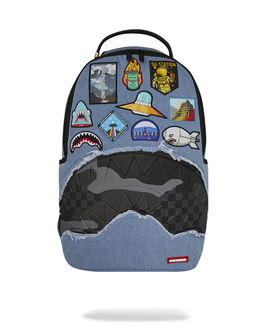 DENIM TEAR 3 AM PATCHES BACKPACK