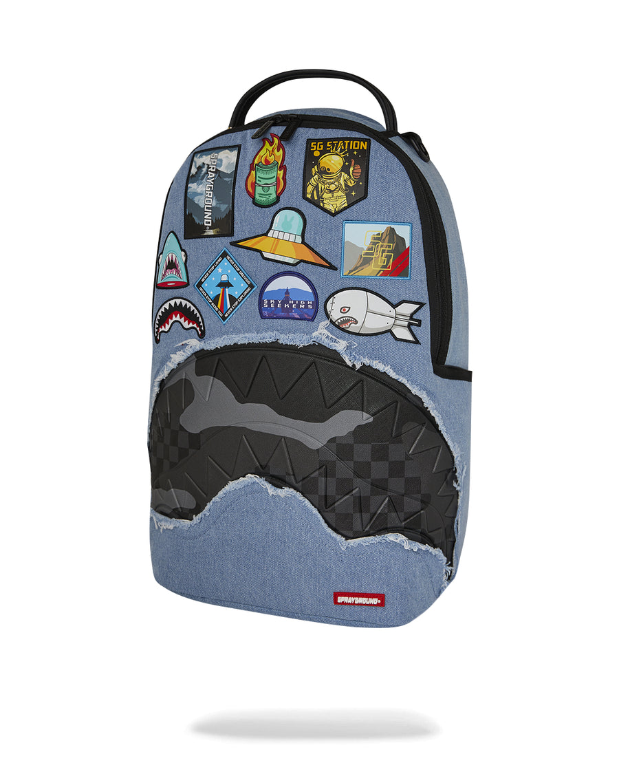 DENIM TEAR 3 AM PATCHES BACKPACK