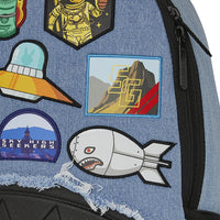 DENIM TEAR 3 AM PATCHES BACKPACK