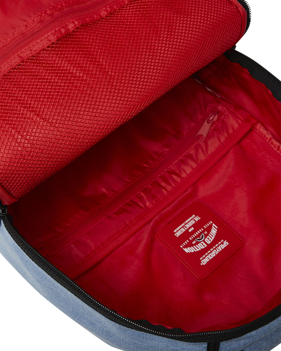 DENIM TEAR 3 AM PATCHES BACKPACK