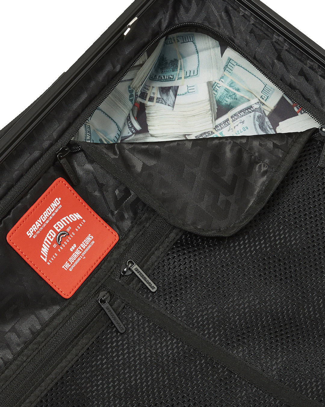 RED STENCIL SHARK CARRY-ON LUGGAGE