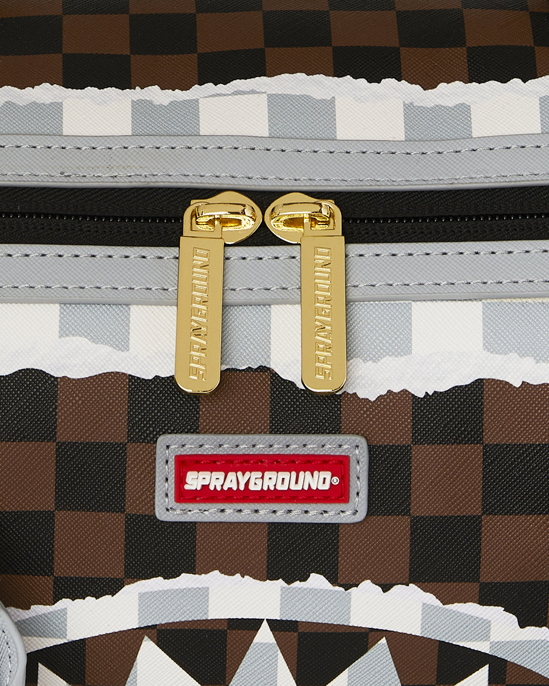 CREAM AND BROWN TEAR CHECK MINI DUFFLE