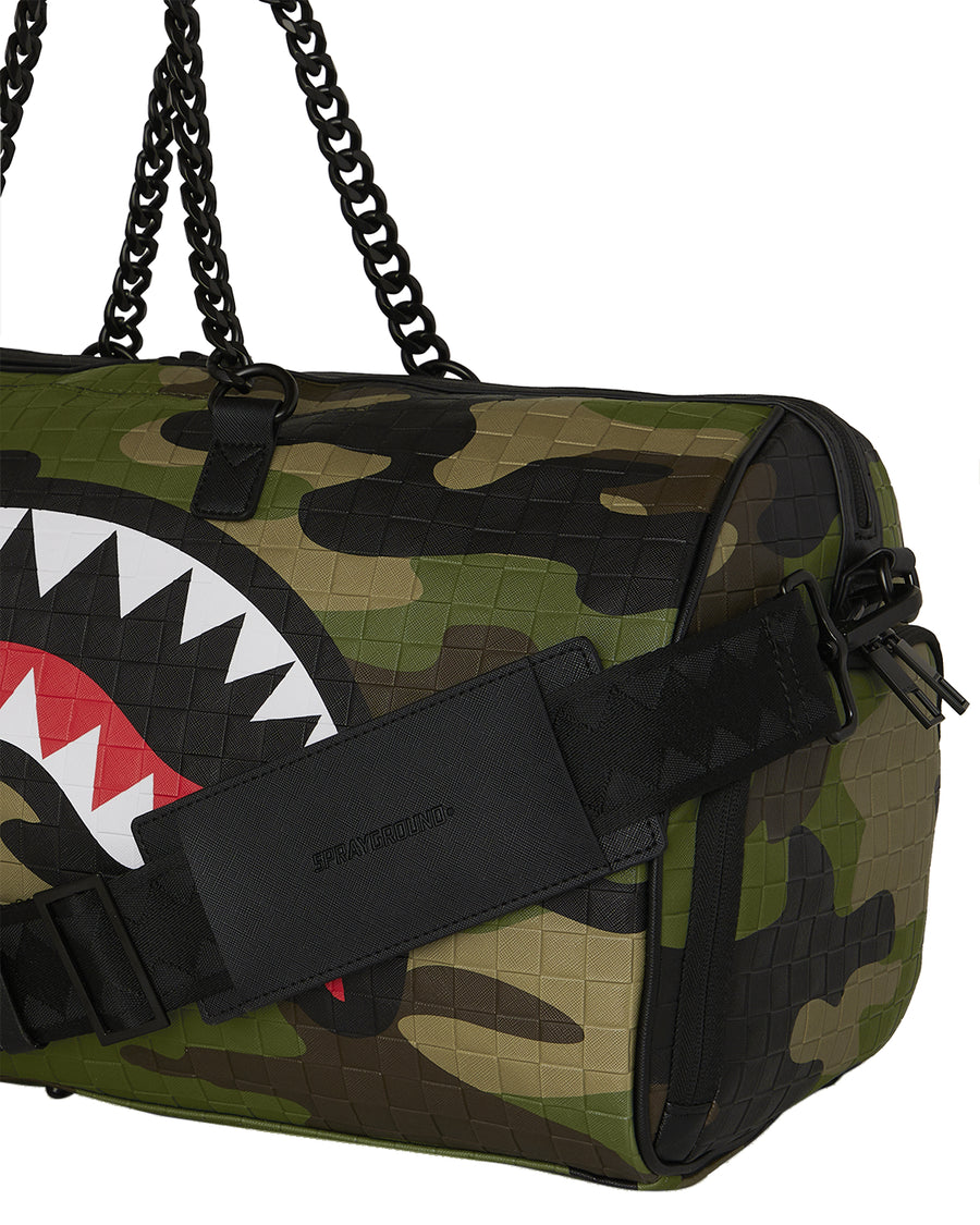 WOODLAND CAMO CHECK CHAIN DUFFLE