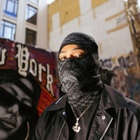 KNIT BLACK WARP CHECK SKI MASK