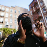 KNIT BLACK WARP CHECK SKI MASK