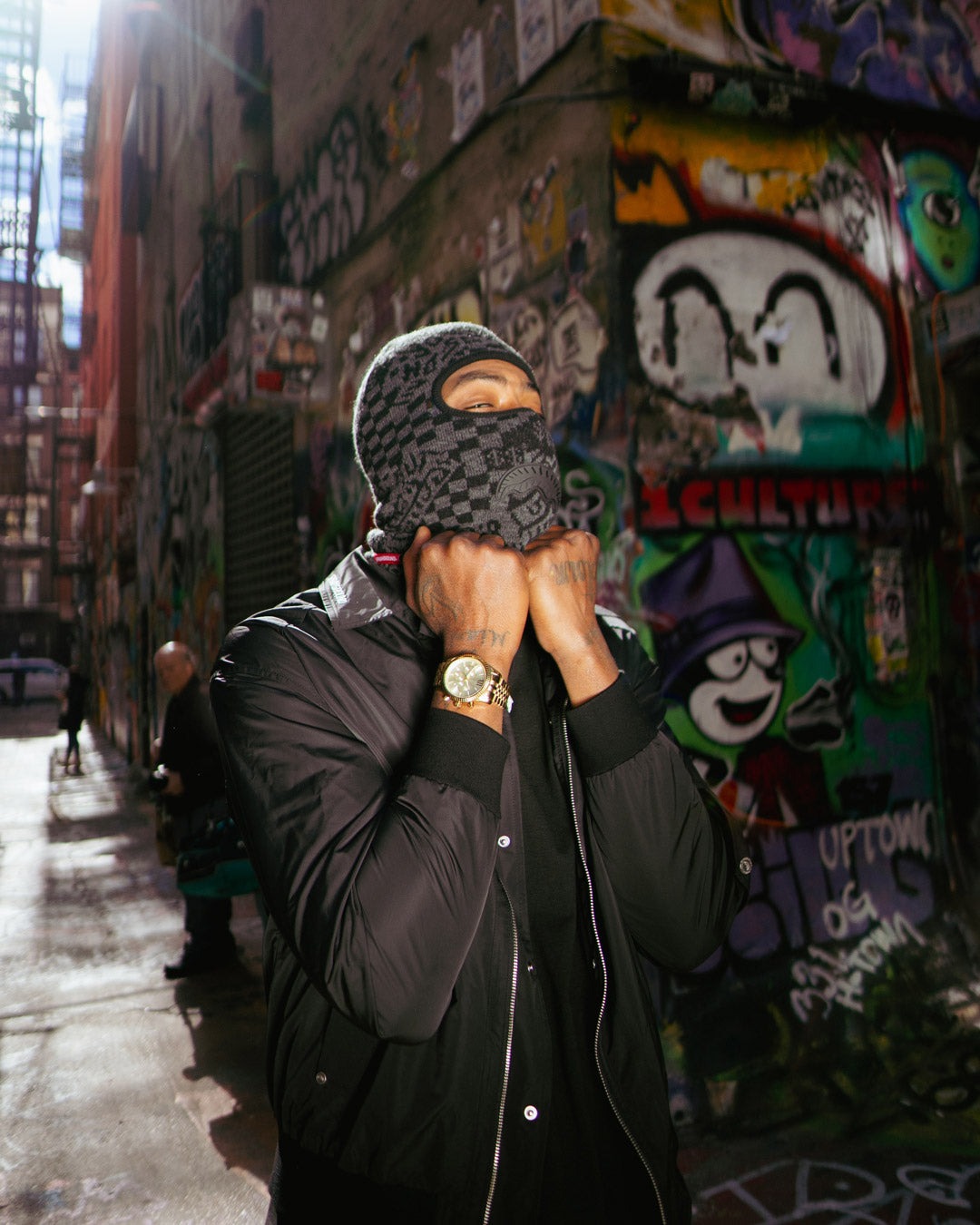 KNIT BLACK WARP CHECK SKI MASK