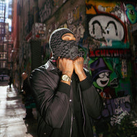 KNIT BLACK WARP CHECK SKI MASK