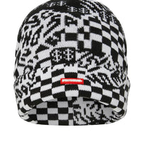 BLACK AND WHITE WARP CHECK BEANIE