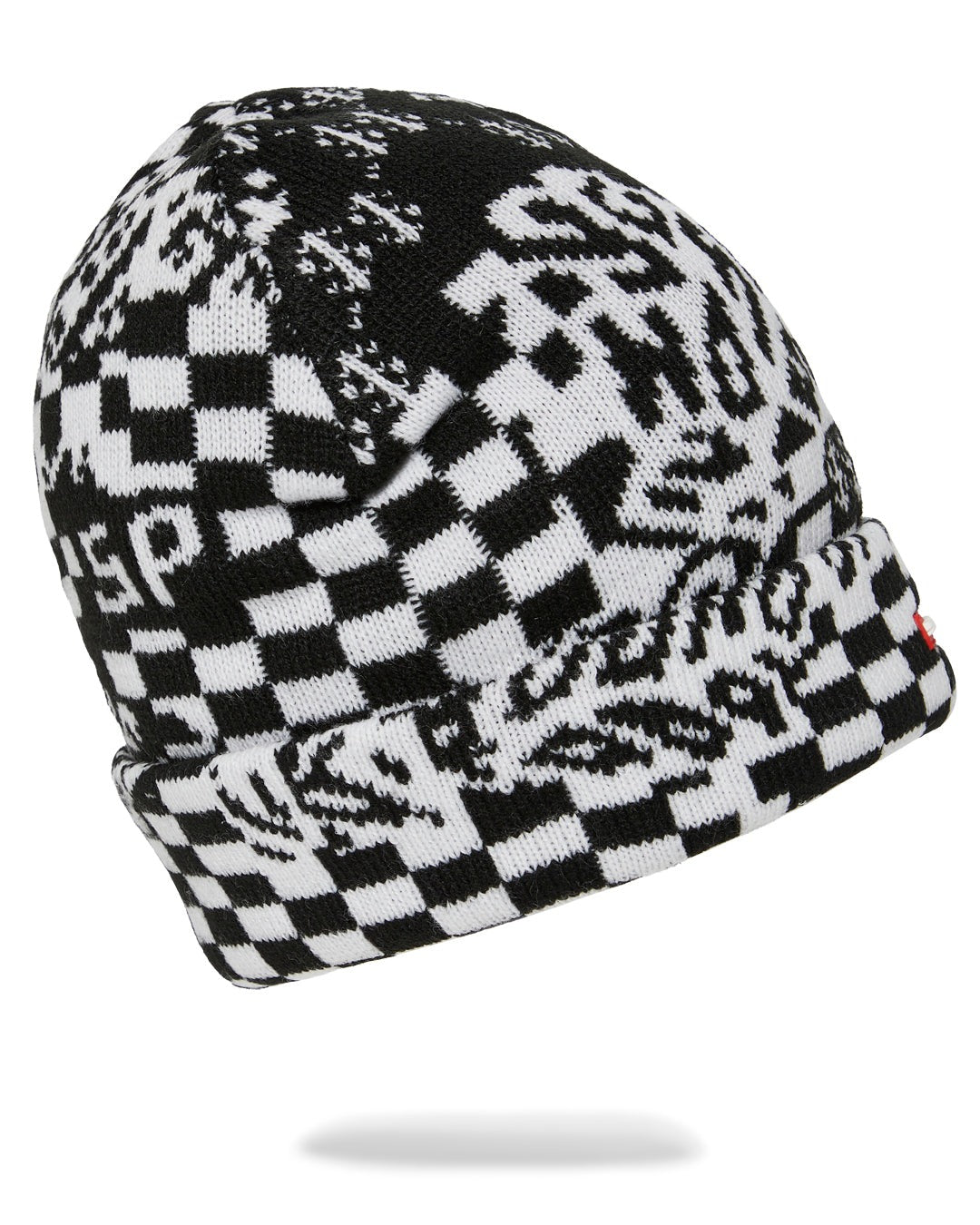 BLACK AND WHITE WARP CHECK BEANIE