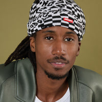 BLACK AND WHITE WARP CHECK BEANIE