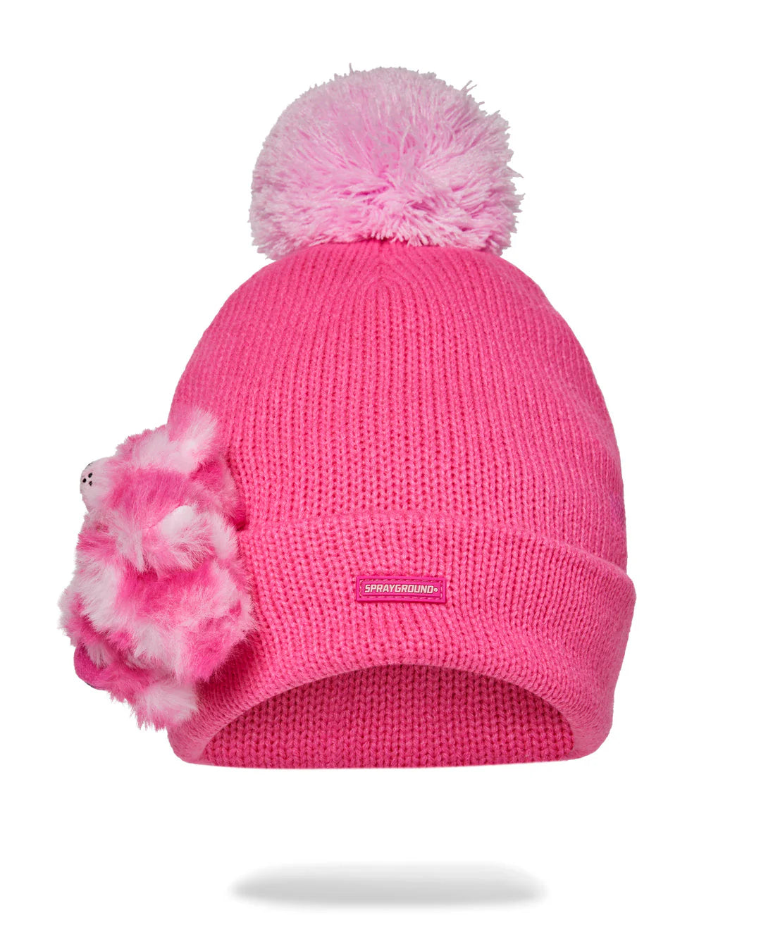 PINK BEAR PUFF BEANIE