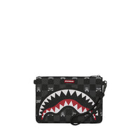 GRAY PEEKING CHARACTER CHECK CROSSBODY POUCHETTE