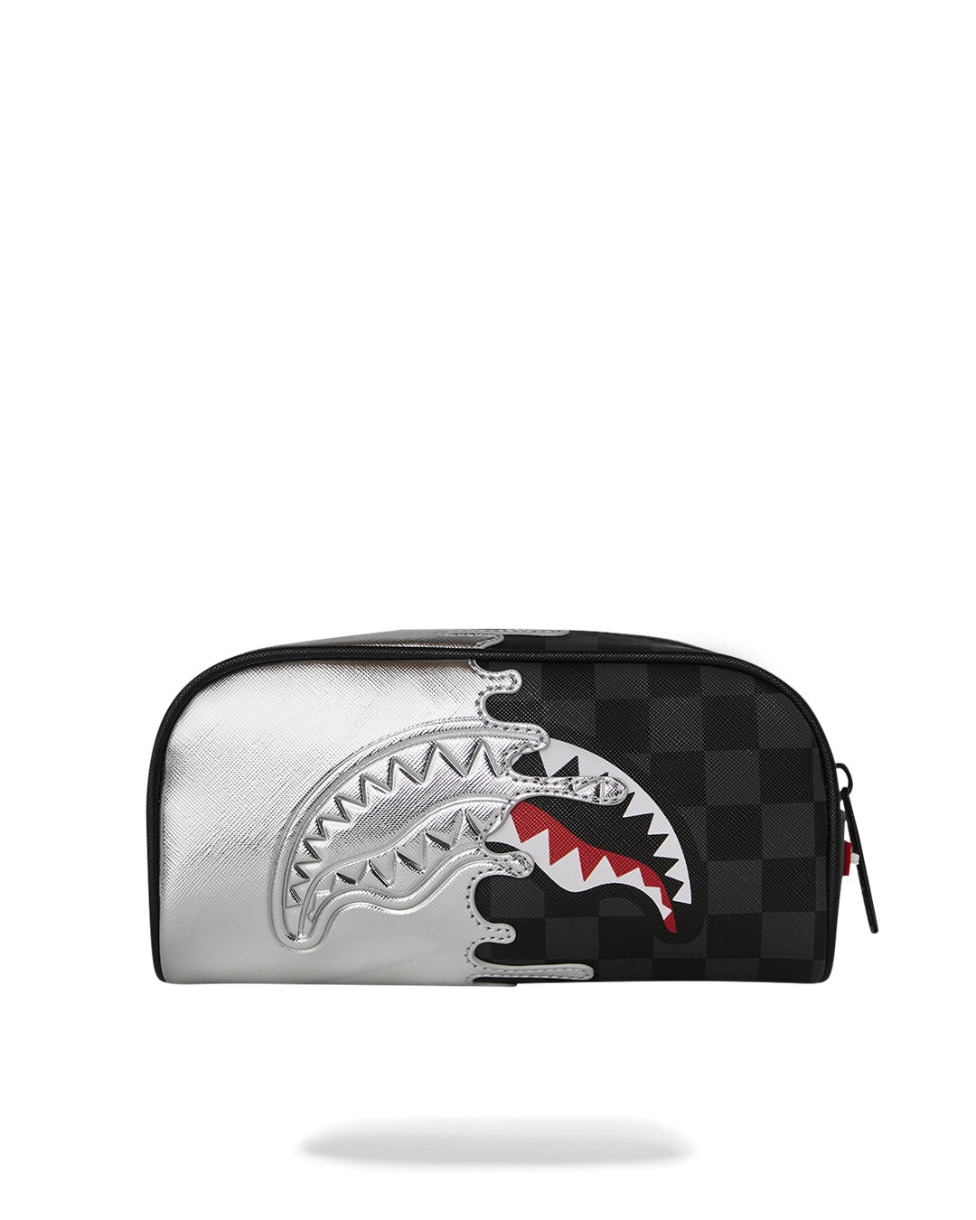 SILVER SIDE DRIP BLACK CHECK PENCIL POUCH