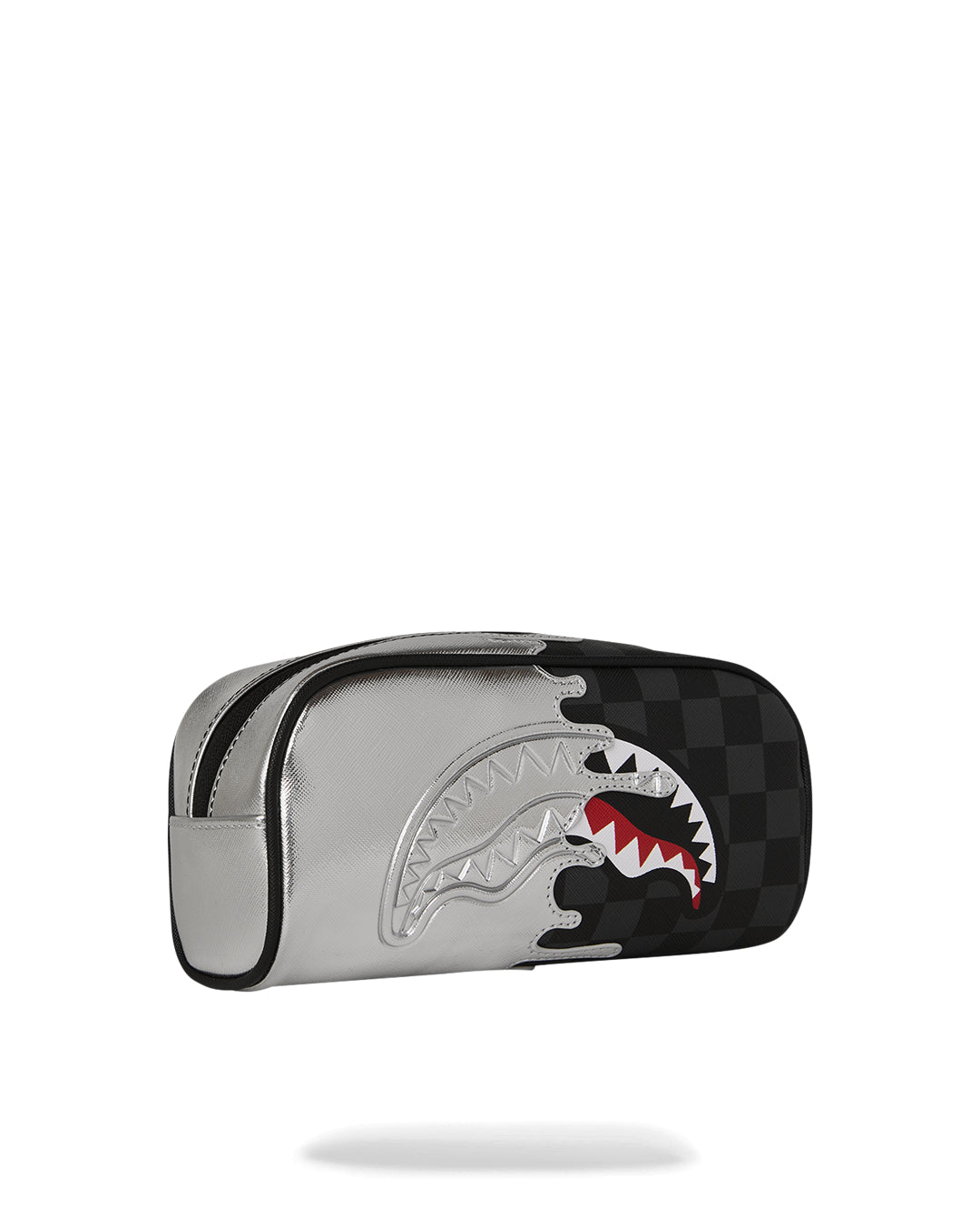 SILVER SIDE DRIP BLACK CHECK PENCIL POUCH