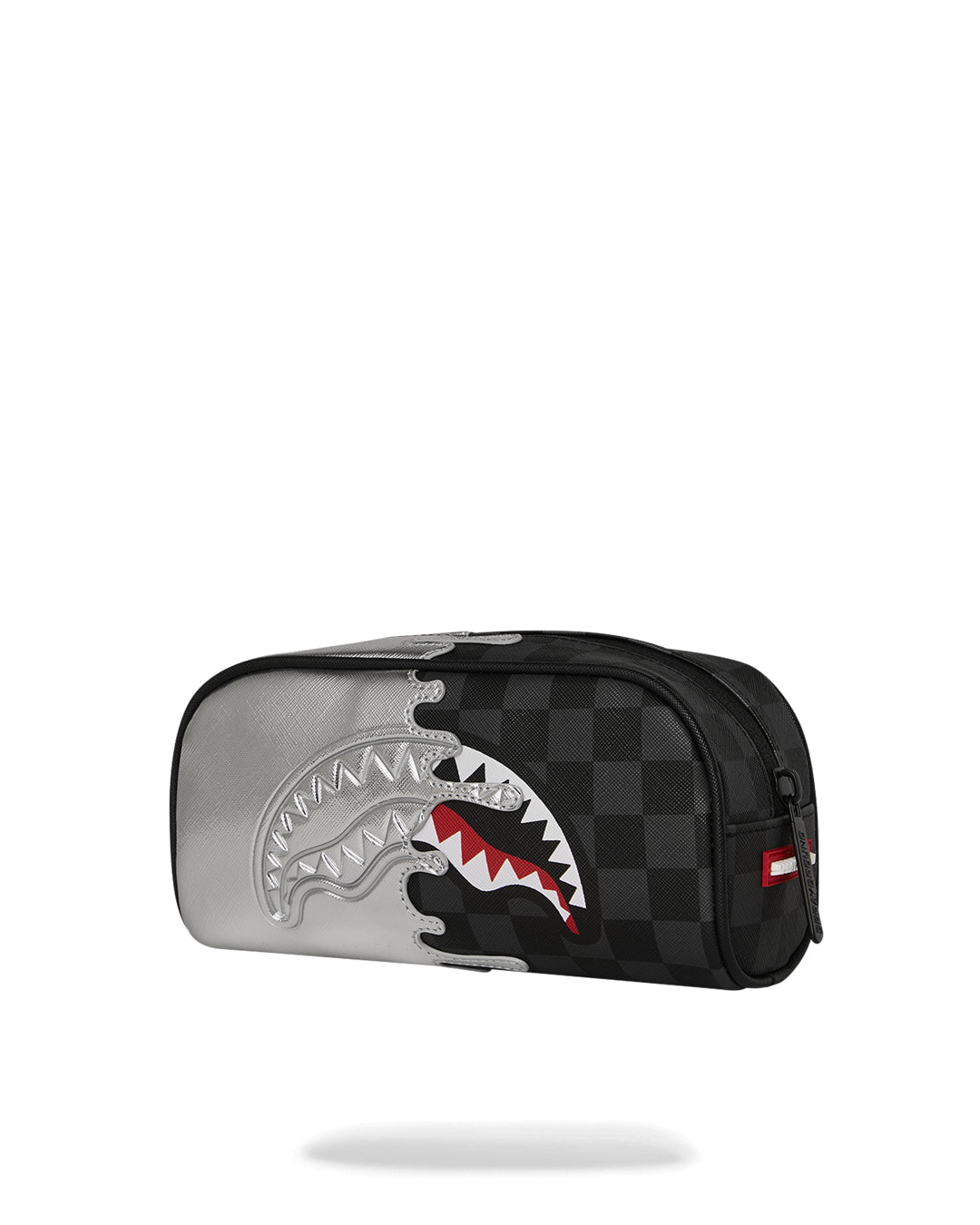 SILVER SIDE DRIP BLACK CHECK PENCIL POUCH