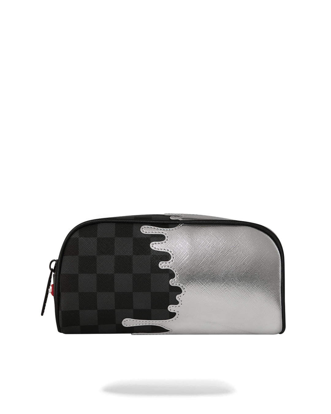 SILVER SIDE DRIP BLACK CHECK PENCIL POUCH