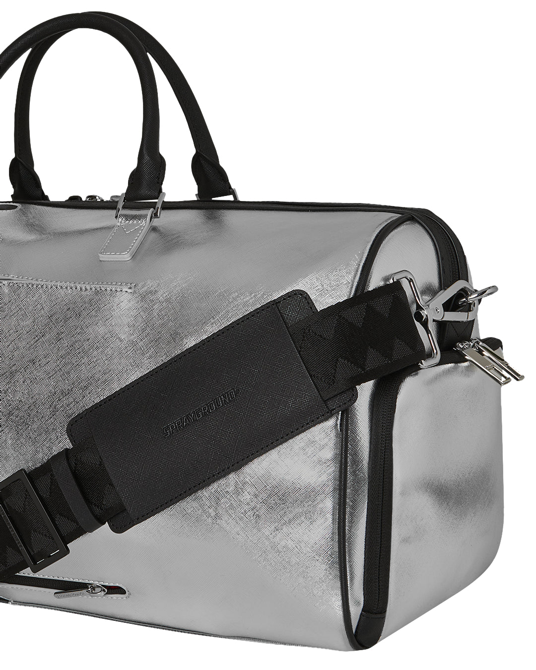 SILVER SIDE DRIP BLACK CHECK LARGE DUFFLE