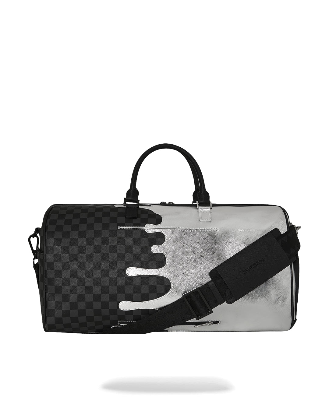 SILVER SIDE DRIP BLACK CHECK LARGE DUFFLE