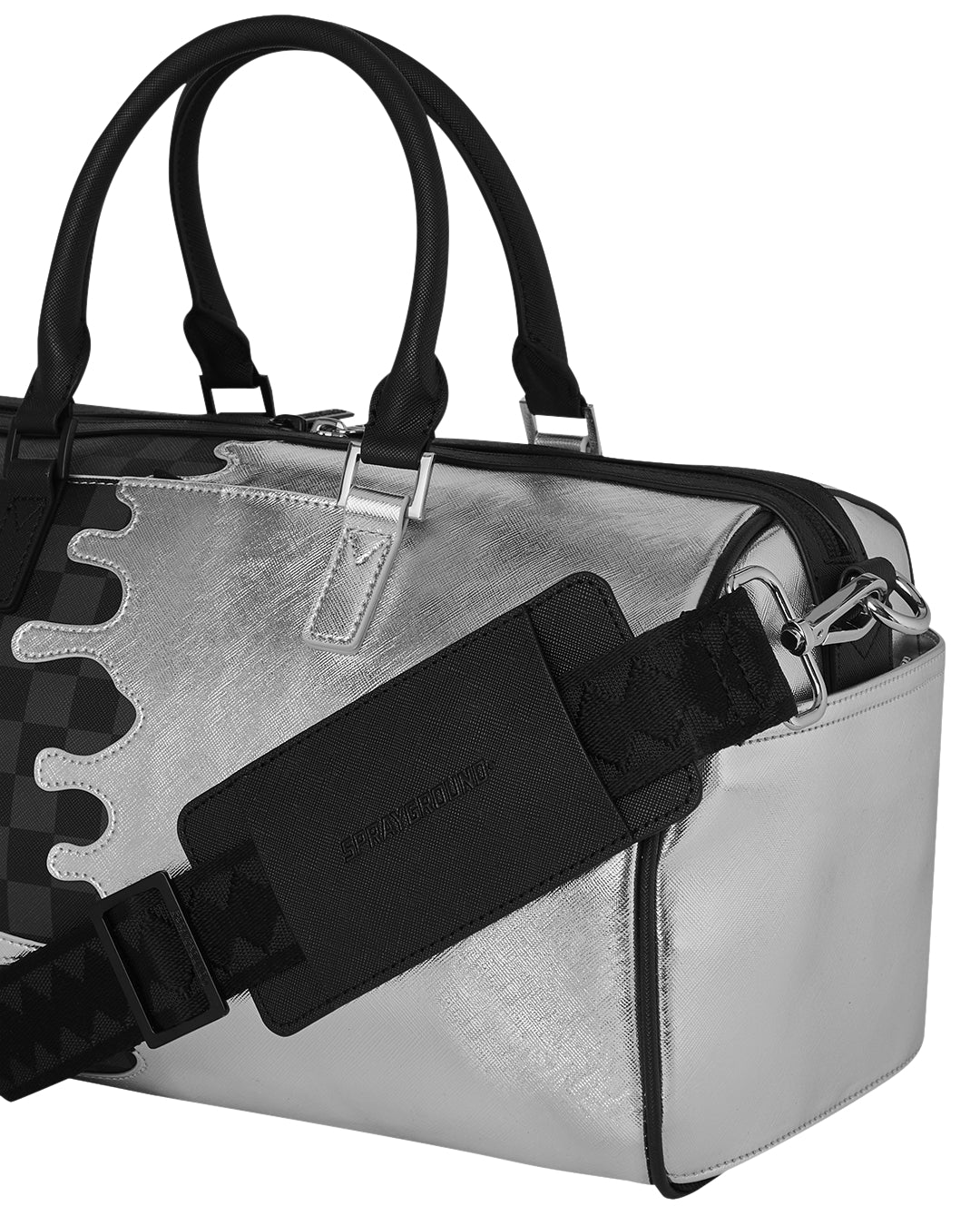SILVER SIDE DRIP BLACK CHECK MINI DUFFLE